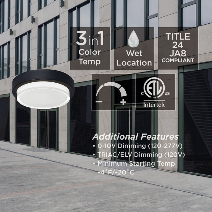 AFX Lighting Elm LED Outdoor Flush Mount, Black/Black