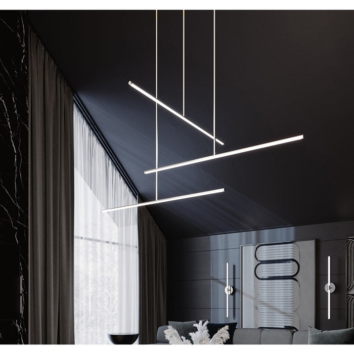 AFX Lighting Elizabeth 1 Light 42" Pendant, Satin Nickel/White