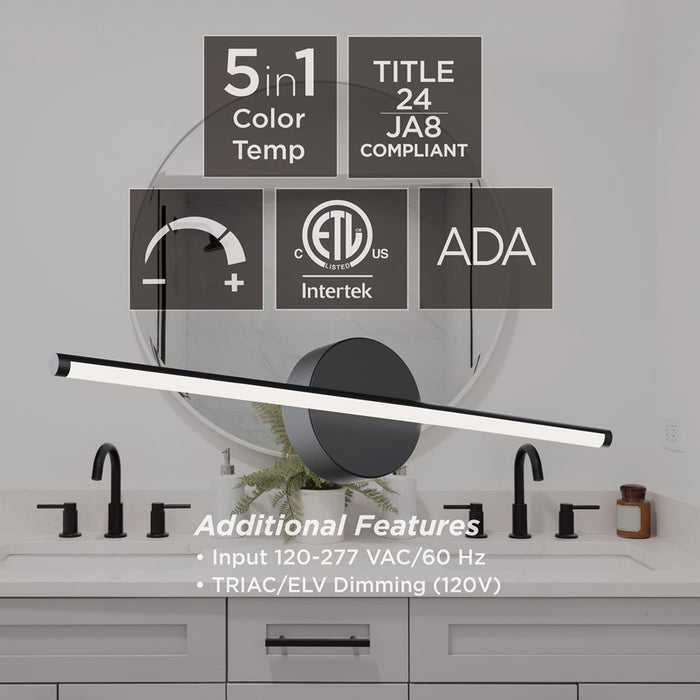 AFX Lighting Elizabeth 1 Light 36" Vanity Light, Black/White