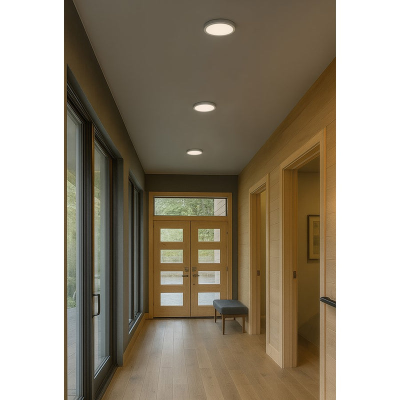 AFX Lighting Eon 1 Light 14" Flush Mount, Satin Nickel/White