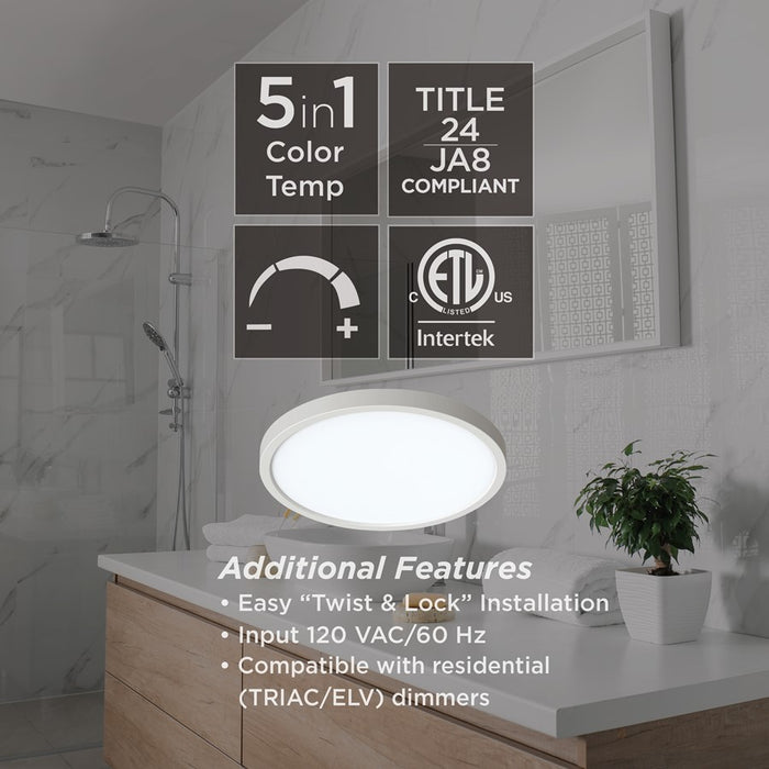 AFX Lighting Eon 1 Light 14" Flush Mount, Satin Nickel/White