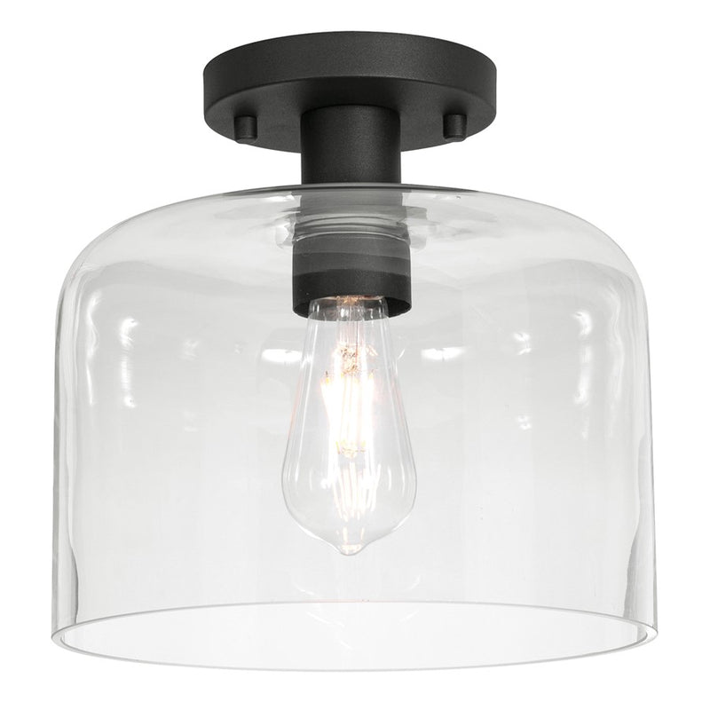 AFX Lighting Elsa 1 Light 10" Flush Mount, Black/Clear - ESAC10MBBK
