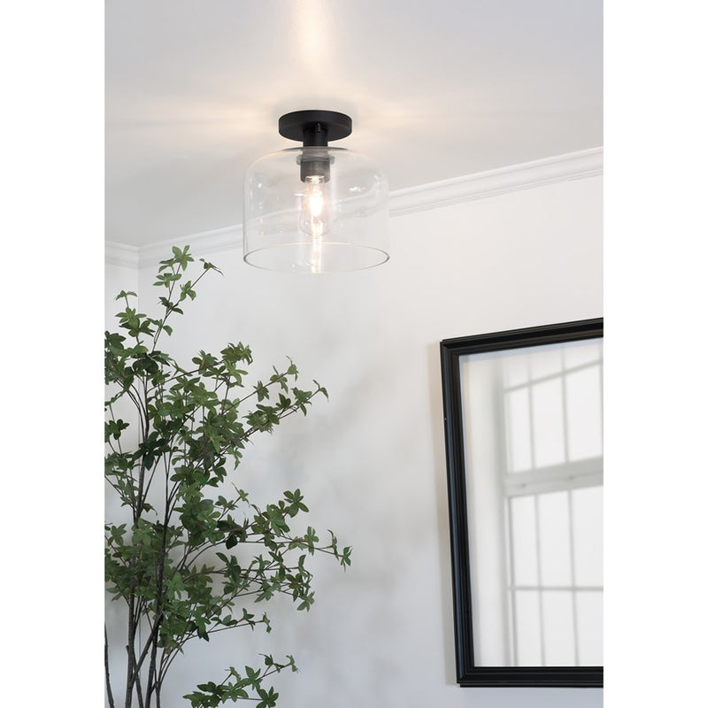 AFX Lighting Elsa 1 Light 10" Flush Mount, Black/Clear