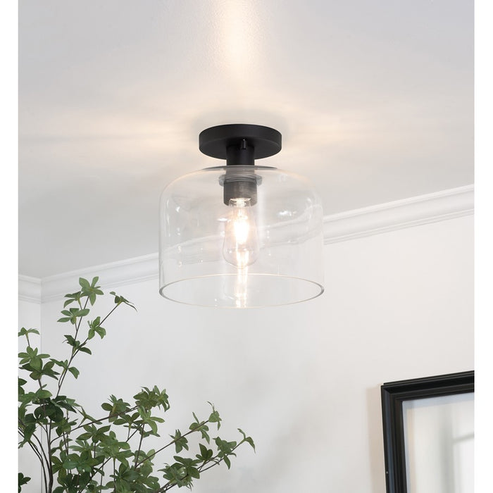 AFX Lighting Elsa 1 Light 10" Flush Mount, Black/Clear