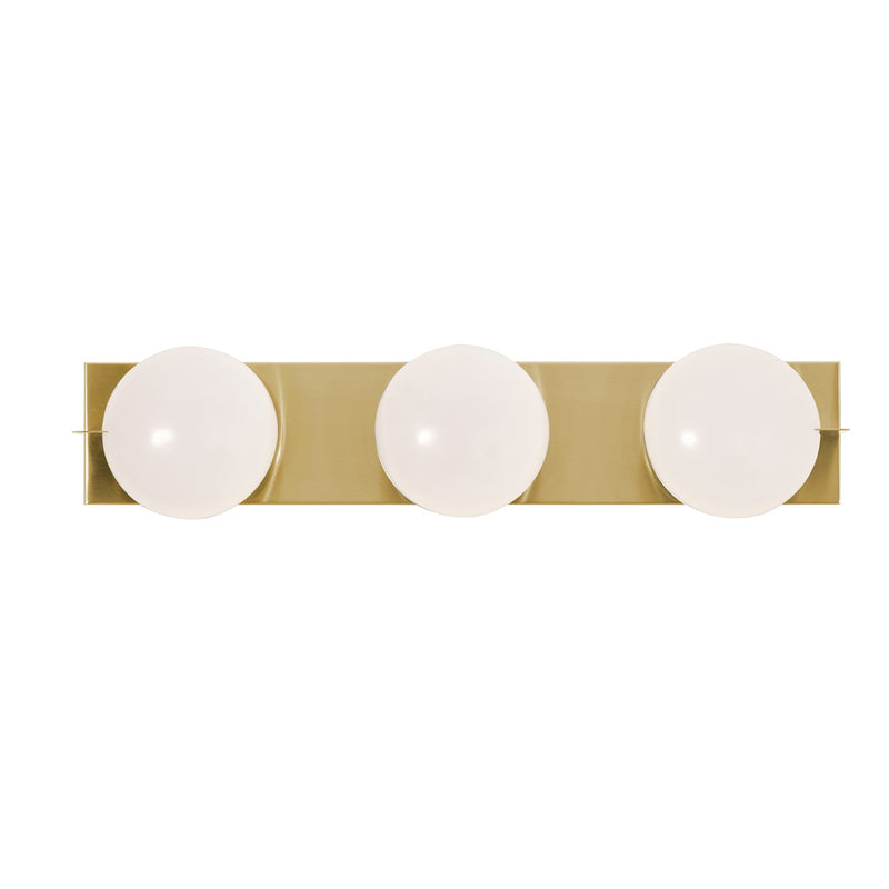 AFX Lighting Gates 24'' 3Lt LED Vanity Light, Satin Brass/Wht