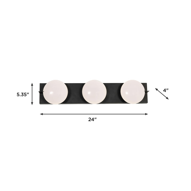 AFX Lighting Gates 24'' 3Lt LED Vanity Light, Satin Brass/Wht