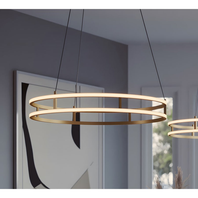 AFX Lighting Gemini 2LT 24'' LED Pendant, Gold/White