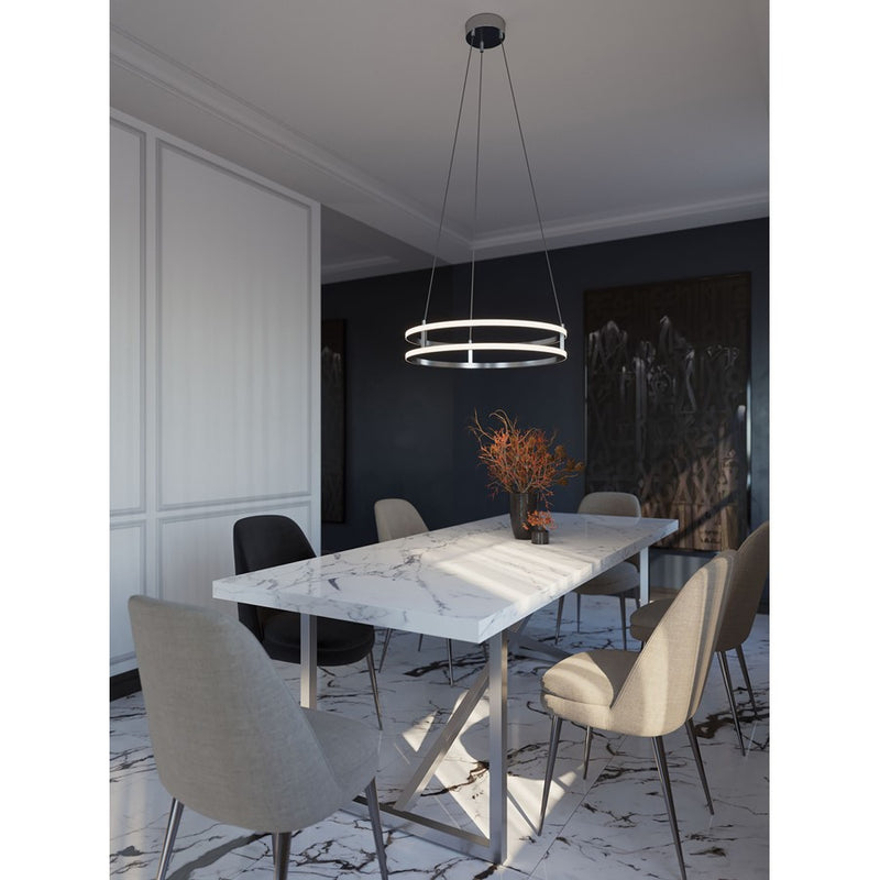 AFX Lighting Gemini 2LT 24'' LED Pendant, Painted Nickel/White