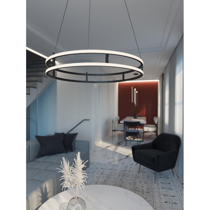 AFX Lighting Gemini 2LT 32'' LED Pendant, Black/White