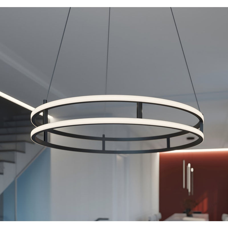 AFX Lighting Gemini 2LT 32'' LED Pendant, Painted Nickel/White