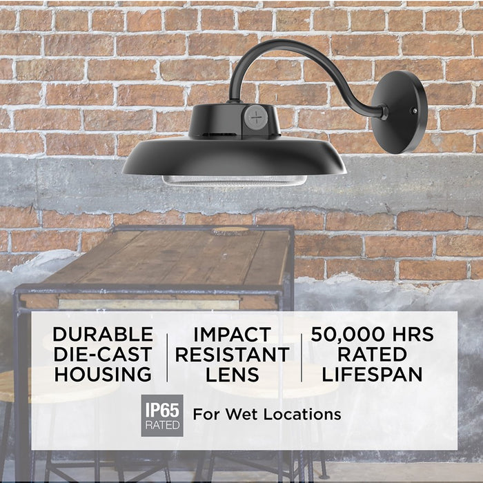 AFX Lighting Gilbert 1LT 7'' LED Outdoor Sconce, Black/Black