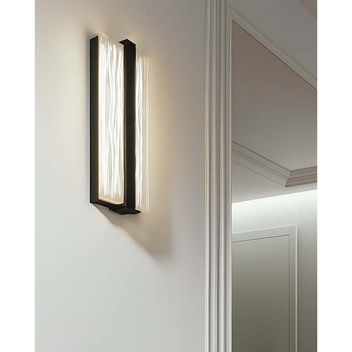 AFX Lighting Gallery 1Lt 14" LED Sconce, Black/Frosted Clear