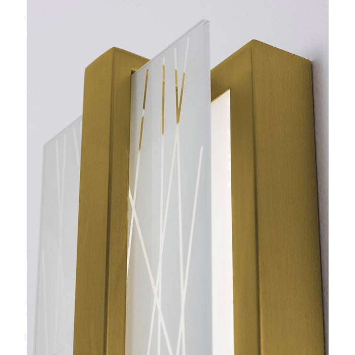 AFX Lighting Gallery 1Lt 14" LED Sconce, Brass/Frosted Clear