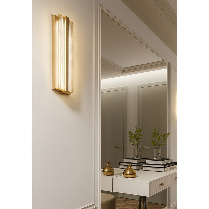AFX Lighting Gallery 1Lt 20" LED Sconce, Brass/Frosted Clear
