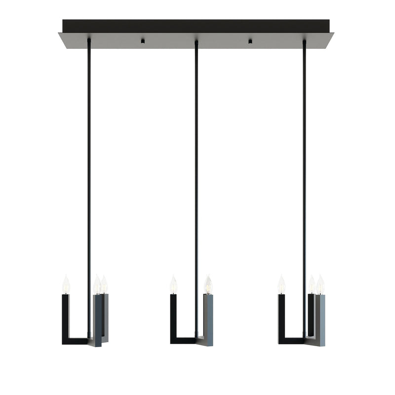 AFX Lighting Grace 36in 3-Light Linear Mini-Pendant | Transitional Black Steel | Kitchen Island & Dining Room | 42-108in | Model GRCP07CBBKLNR3