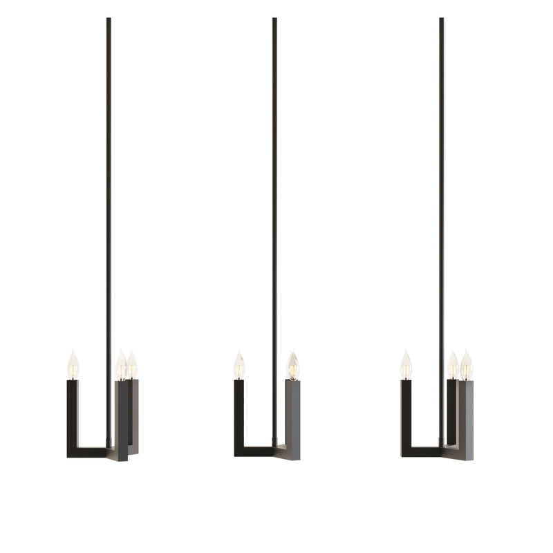 AFX Lighting Grace 36in 3-Light Linear Mini-Pendant | Transitional Black Steel | Kitchen Island & Dining Room | 42-108in | Model GRCP07CBBKLNR3