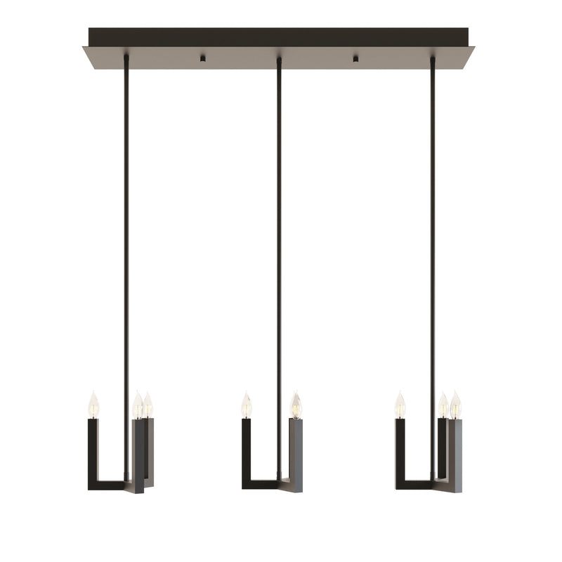 AFX Lighting Grace 36in 3-Light Linear Mini-Pendant | Transitional Black Steel | Kitchen Island & Dining Room | 42-108in | Model GRCP07CBBKLNR3