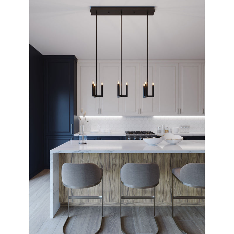 AFX Lighting Grace 36in 3-Light Linear Mini-Pendant | Transitional Black Steel | Kitchen Island & Dining Room | 42-108in | Model GRCP07CBBKLNR3