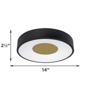 AFX Hazel 14in LED Flush Mount | Modern Black and White Acrylic | Hallway & Foyer | 14 x 14 x 2.5 in | Model HAZF14LAJUDBK