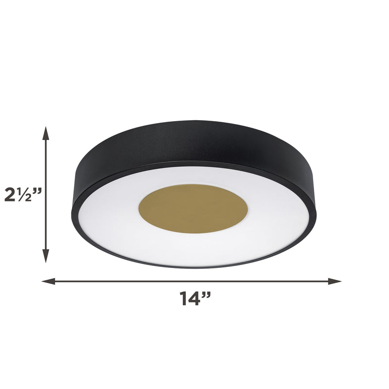 AFX Hazel 14in LED Flush Mount | Modern Black and White Acrylic | Hallway & Foyer | 14 x 14 x 2.5 in | Model HAZF14LAJUDBK