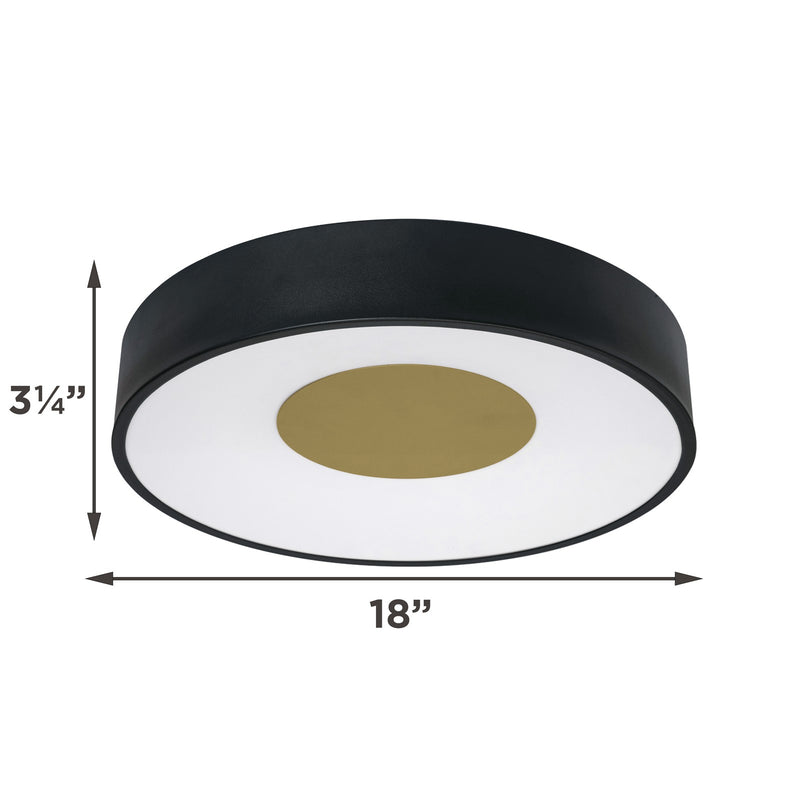 AFX Hazel 18in LED Flush Mount | Modern Black and White Acrylic | Hallway & Foyer | 18 x 18 x 3.25 in | Model HAZF18LAJUDBK