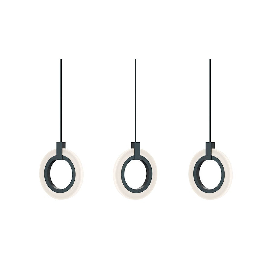 AFX Lighting Halo 3 Light Pendant, Black/Frosted - HLOP08LAJUDBKLNR3