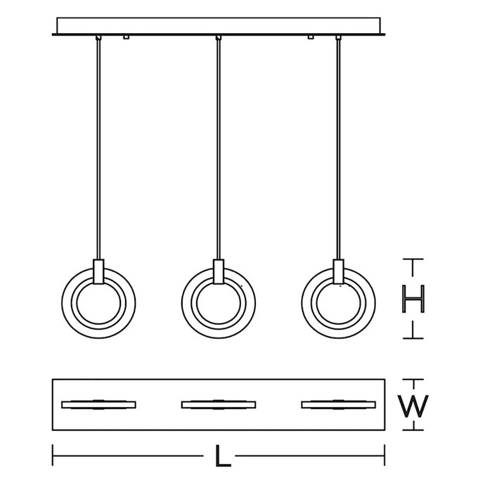 AFX Lighting Halo 3 Light Pendant, Black/Frosted