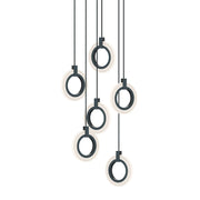 AFX Lighting Halo 6 Light Pendant, Black/Frosted - HLOP08LAJUDBKRND6