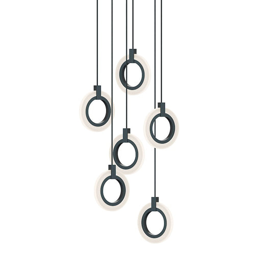 AFX Lighting Halo 6 Light Pendant, Black/Frosted - HLOP08LAJUDBKRND6