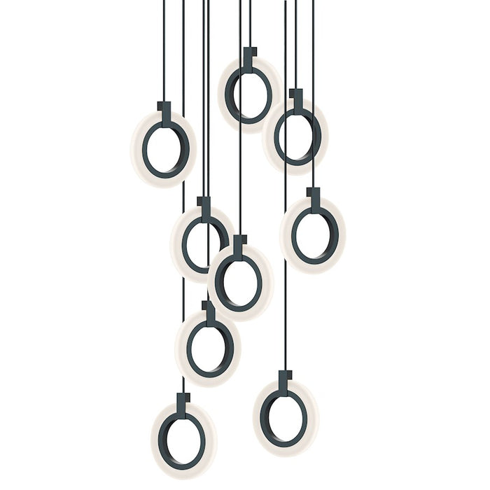 AFX Lighting Halo 9 Light Pendant, Black/Frosted - HLOP08LAJUDBKRND9