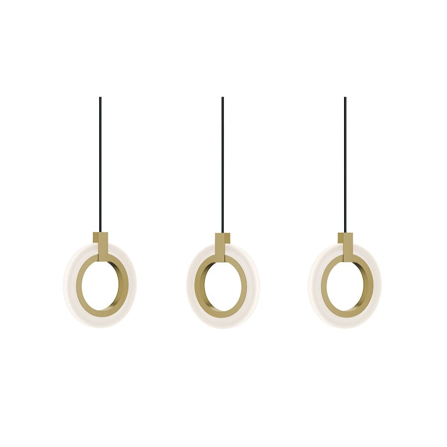 AFX Lighting Halo 3 Light Pendant, Antique Brass/Frosted - HLOP08LAJUDLBLNR3