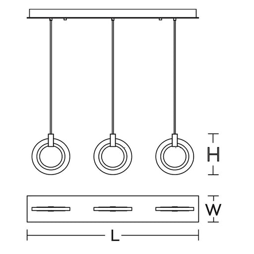 AFX Lighting Halo 3 Light Pendant, Antique Brass/Frosted