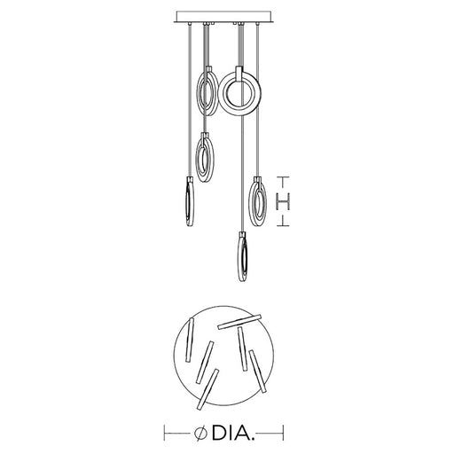 AFX Lighting Halo 6 Light Pendant, Antique Brass/Frosted