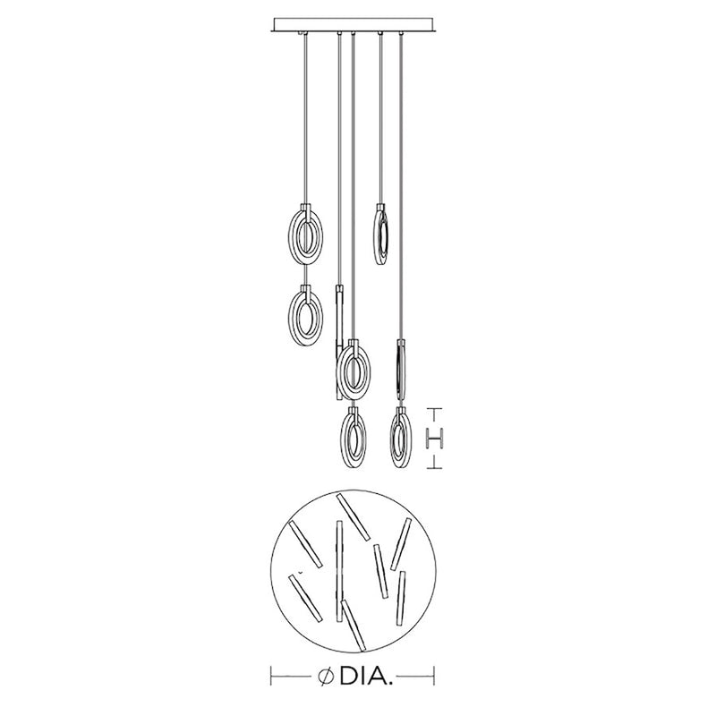 AFX Lighting Halo 9 Light Pendant, Antique Brass/Frosted