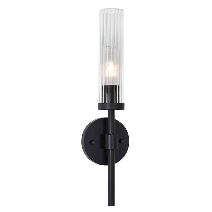 AFX Lighting Huntington 1Lt 18" Wall Sconce, Black/Clear Ribbed - HNTS0518MBBK