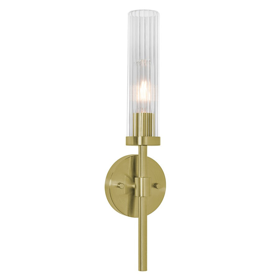 AFX Lighting Huntington 1Lt 18" Wall Sconce, Brass/Clear Ribbed - HNTS0518MBLB