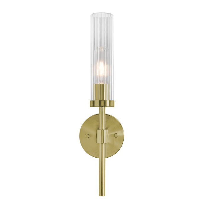 AFX Lighting Huntington 1Lt 18" Wall Sconce, Brass/Clear Ribbed