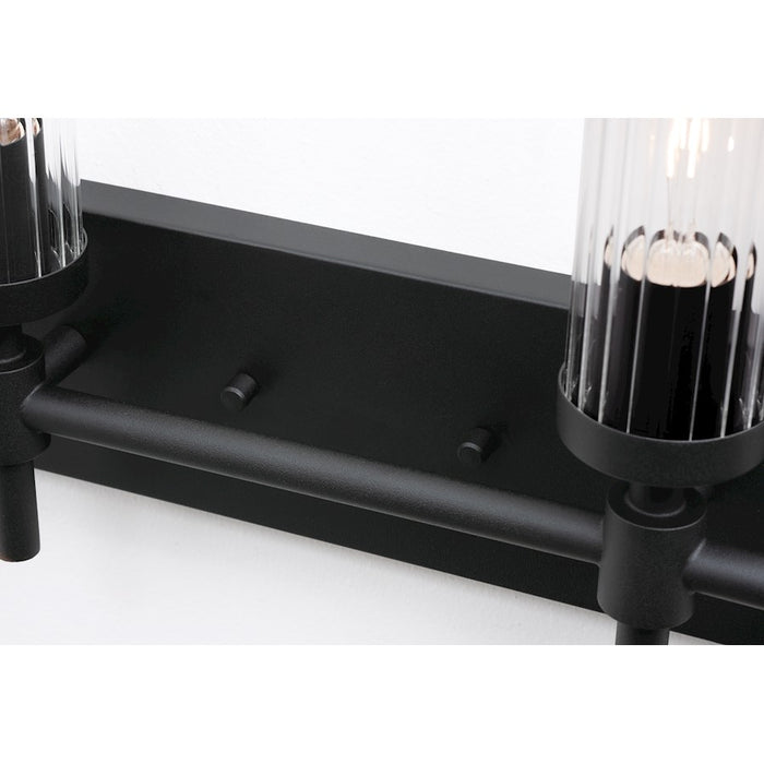 AFX Lighting Huntington 3 Light 24" Vanity, Black/Clear Ribbed