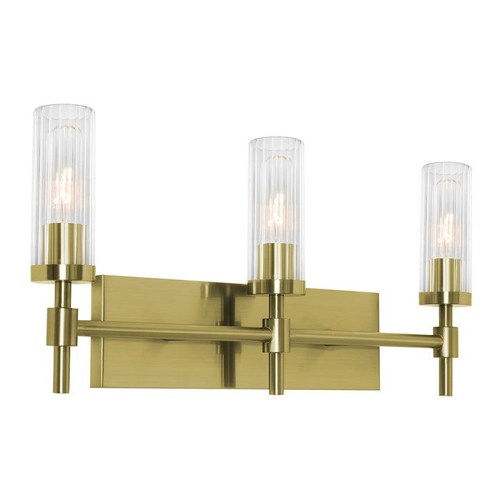 AFX Lighting Huntington 3Lt 24" Vanity, Brass/Clear Ribbed - HNTV2411MBLB