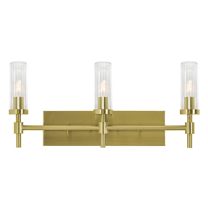 AFX Lighting Huntington 3Lt 24" Vanity, Brass/Clear Ribbed