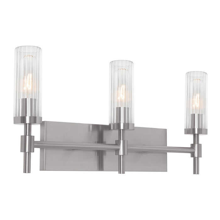 AFX Lighting Huntington 3Lt 24" Vanity, Nickel/Clear Ribbed - HNTV2411MBSN