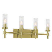 AFX Lighting Huntington 4Lt 30" Vanity, Brass/Clear Ribbed - HNTV3011MBLB