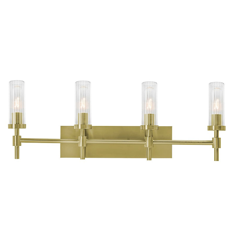 AFX Lighting Huntington 4Lt 30" Vanity, Brass/Clear Ribbed