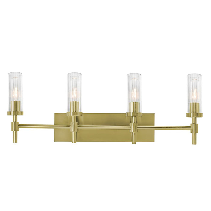 AFX Lighting Huntington 4Lt 30" Vanity, Brass/Clear Ribbed