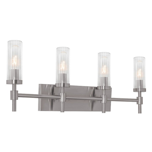 AFX Lighting Huntington 4Lt 30" Vanity, Nickel/Clear Ribbed - HNTV3011MBSN