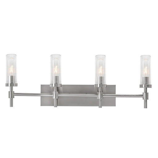 AFX Lighting Huntington 4Lt 30" Vanity, Nickel/Clear Ribbed