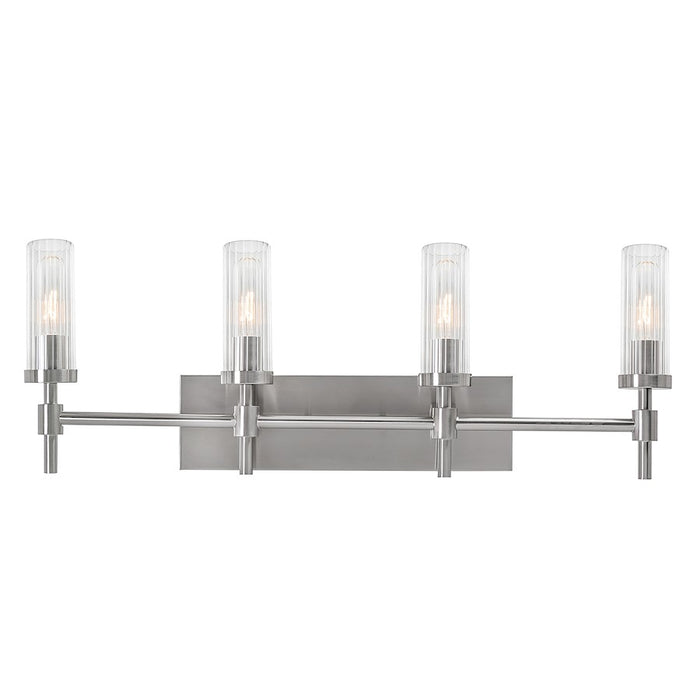 AFX Lighting Huntington 4Lt 30" Vanity, Nickel/Clear Ribbed