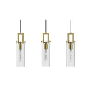 AFX Lighting Houston 3Lt Linear Pendant, Antique Brass/Clear - HOUP04MBLBLNR3