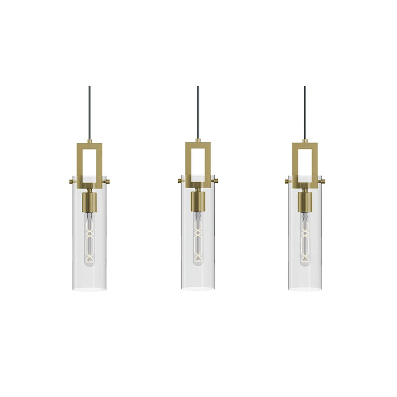 AFX Lighting Houston 3Lt Linear Pendant, Antique Brass/Clear - HOUP04MBLBLNR3