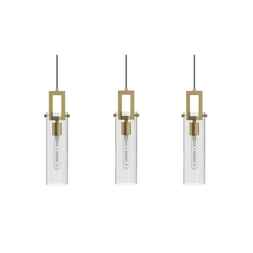 AFX Lighting Houston 3Lt Linear Pendant, Antique Brass/Clear - HOUP04MBLBLNR3